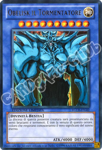 YGLD-ITG02 Obelisk il Tormentatore ultra rara Edizione Limitata (IT) -NEAR MINT-