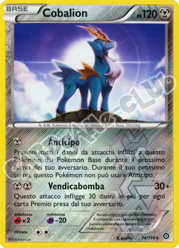 074 / 114 Cobalion rara foil reverse (IT) -NEAR MINT-