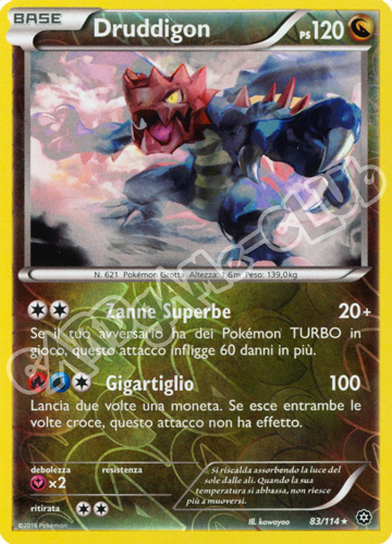 083 / 114 Druddigon rara foil reverse (IT) -NEAR MINT-