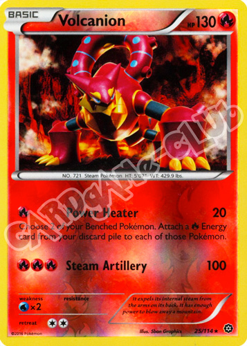025 / 114 Volcanion rara foil reverse (EN) -NEAR MINT-