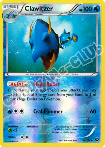 034 / 114 Clawitzer rara foil reverse (EN) -NEAR MINT-