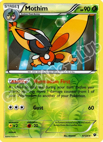 004 / 124 Mothim rara foil reverse (EN) -NEAR MINT-