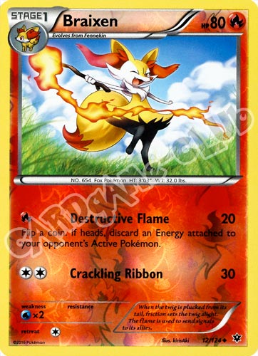 012 / 124 Braixen non comune foil reverse (EN) -NEAR MINT-