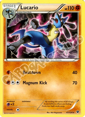 047 / 124 Lucario rara normale (EN) -NEAR MINT-