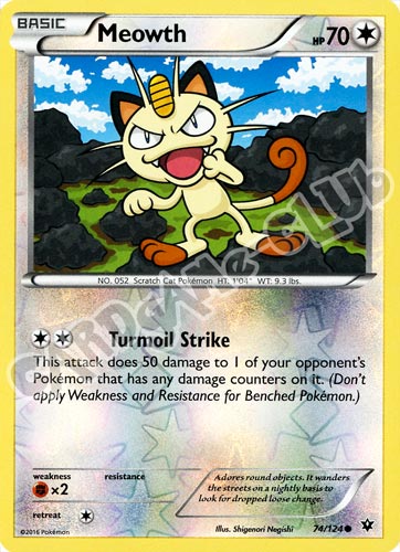 074 / 124 Meowth comune foil reverse (EN) -NEAR MINT-