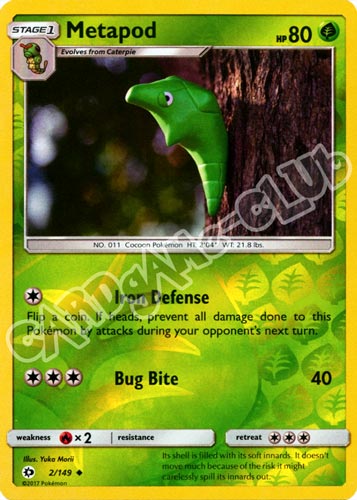 002 / 149 Metapod non comune foil reverse (EN) -NEAR MINT-