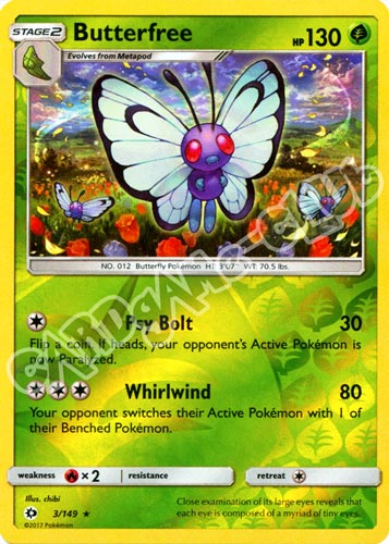 003 / 149 Butterfree rara foil reverse (EN) -NEAR MINT-