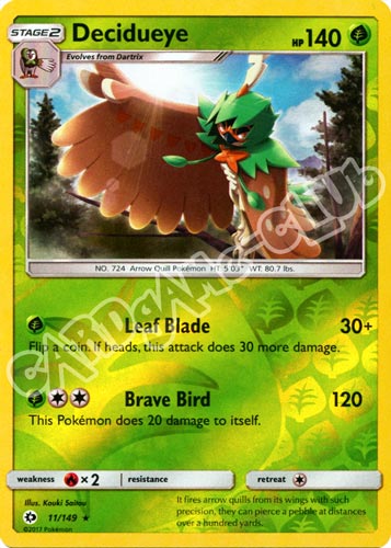 011 / 149 Decidueye rara foil reverse (EN) -NEAR MINT-