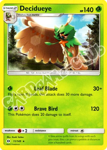 011 / 149 Decidueye rara normale (EN) -NEAR MINT-
