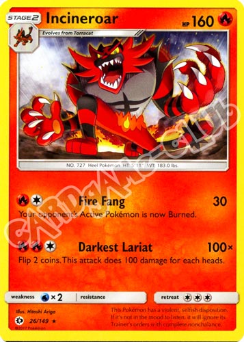 026 / 149 Incineroar rara normale (EN) -NEAR MINT-