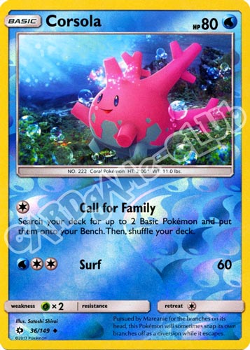 036 / 149 Corsola non comune foil reverse (EN) -NEAR MINT-