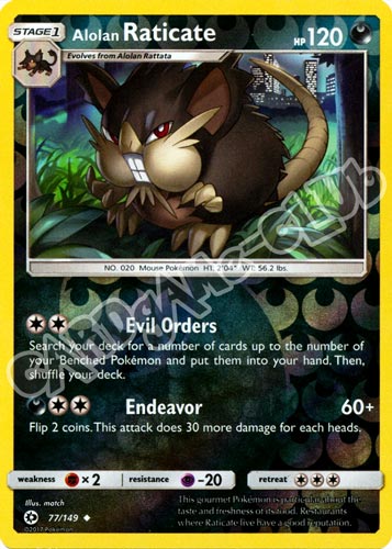 077 / 149 Alolan Raticate non comune foil reverse (EN) -NEAR MINT-