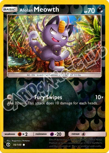 078 / 149 Alola Meowth comune foil reverse (EN) -NEAR MINT-