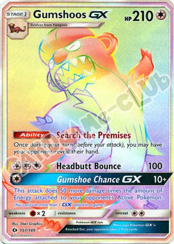 157 / 149 Gumshoos GX rara segreta foil (EN) -NEAR MINT-