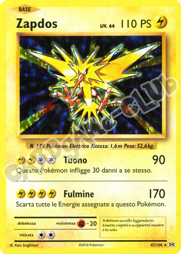 042 / 108 Zapdos rara foil (IT) -NEAR MINT-
