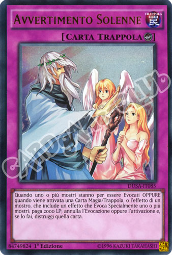 DUSA-IT085 Avvertimento Solenne ultra rara 1a Edizione (IT) -NEAR MINT-