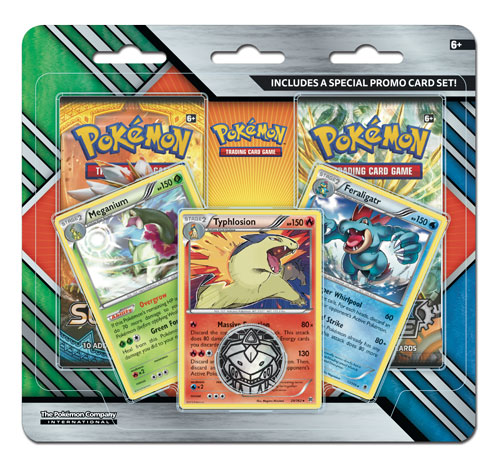 blister 2 buste e 3 carte promo Meganium/ Typhlosion/ Feraligatr (EN)