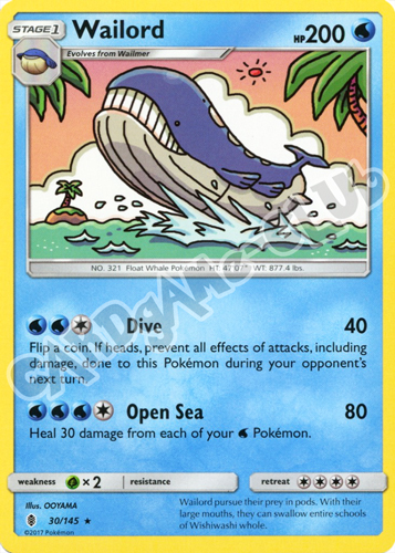 030 / 145 Wailord rara normale (EN) -NEAR MINT-