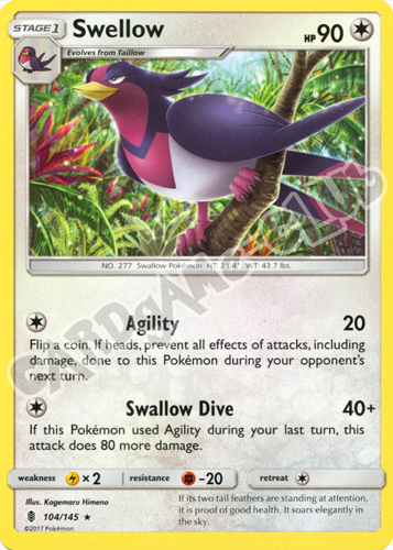 104 / 145 Swellow rara normale (EN) -NEAR MINT-