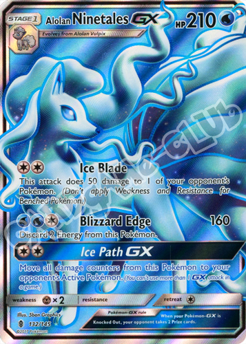 132 / 145 Alolan Ninetales GX rara segreta foil (EN) -NEAR MINT-