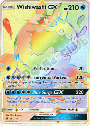 151 / 145 Wishiwashi GX rara segreta foil (EN) -NEAR MINT-