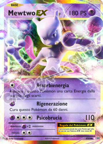 052 / 108 Mewtwo EX rara EX foil (IT) -NEAR MINT-