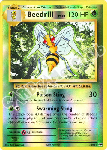 007 / 108 Beedrill rara foil reverse (EN) -NEAR MINT-