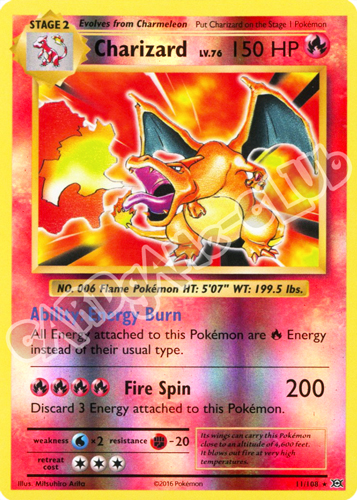 011 / 108 Charizard rara foil reverse (EN) -NEAR MINT-