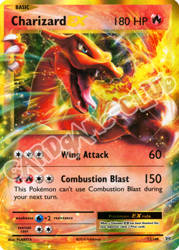 012 / 108 Charizard EX rara EX foil (EN) -NEAR MINT-