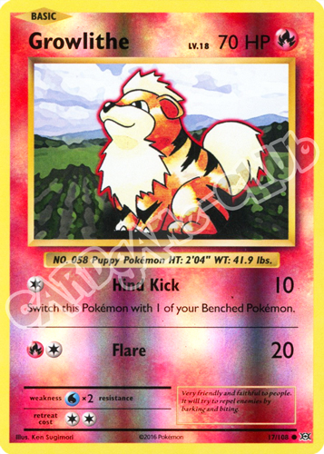 017 / 108 Growlithe comune foil reverse (EN) -NEAR MINT-