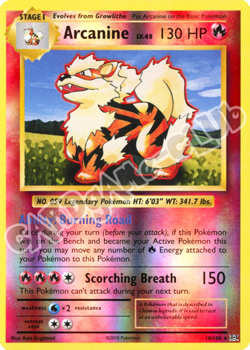 018 / 108 Arcanine rara foil reverse (EN) -NEAR MINT-