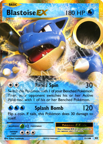 021 / 108 Blastoise EX rara EX foil (EN) -NEAR MINT-