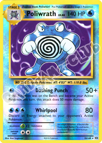 025 / 108 Poliwrath rara foil reverse (EN) -NEAR MINT-