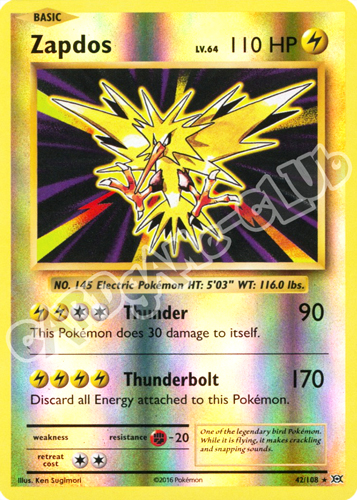 042 / 108 Zapdos rara foil reverse (EN) -NEAR MINT-