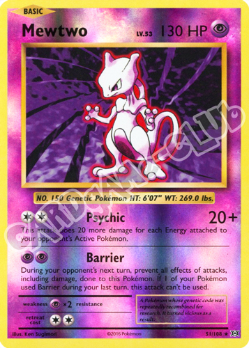 051 / 108 Mewtwo rara foil reverse (EN) -NEAR MINT-