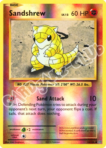 054 / 108 Sandshrew comune foil reverse (EN) -NEAR MINT-