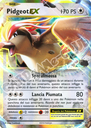 064 / 108 Pidgeot EX rara EX foil (IT) -NEAR MINT-