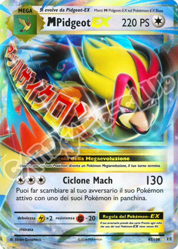 065 / 108 Mega Pidgeot EX rara EX foil (IT) -NEAR MINT-