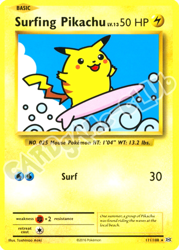111 / 108 Surfing Pikachu rara segreta normale (EN) -NEAR MINT-