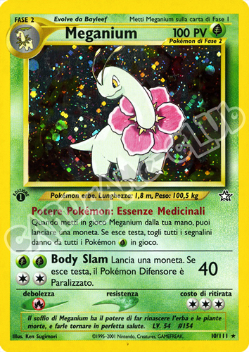 010 / 111 Meganium Lv. 54 rara foil 1a edizione (IT)  -GOOD-