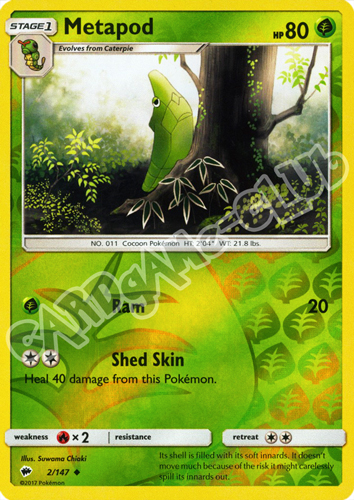 002 / 147 Metapod non comune foil reverse (EN) -NEAR MINT-