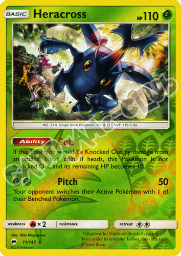011 / 147 Heracross rara foil reverse (EN) -NEAR MINT-