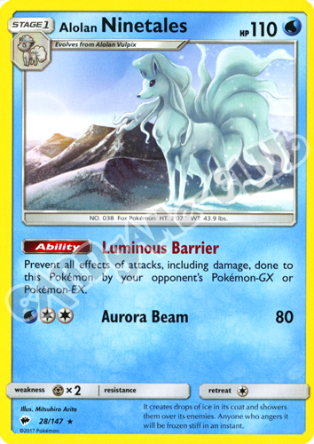 028 / 147 Alolan Ninetales rara normale (EN) -NEAR MINT-