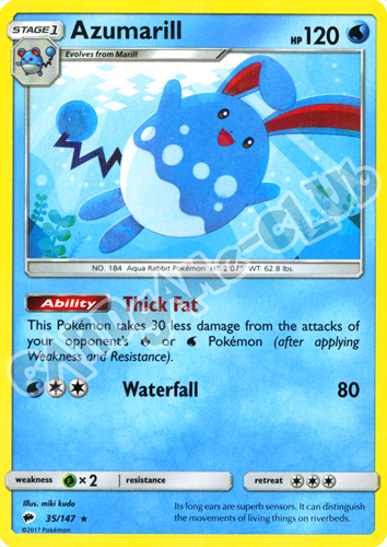 035 / 147 Azumarill rara normale (EN) -NEAR MINT-