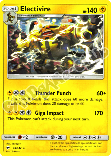 043 / 147 Electivire rara normale (EN) -NEAR MINT-