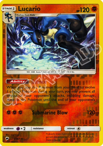 071 / 147 Lucario rara foil reverse (EN) -NEAR MINT-