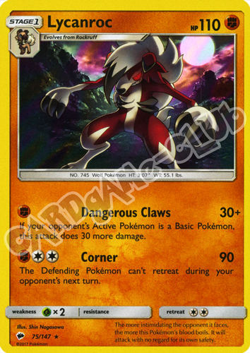 075 / 147 Lycanroc rara foil (EN) -NEAR MINT-