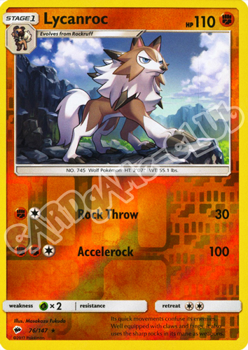 076 / 147 Lycanroc rara foil reverse (EN) -NEAR MINT-
