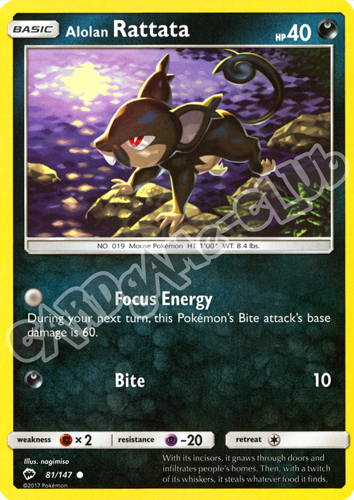 081 / 147 Alolan Rattata comune normale (EN) -NEAR MINT-