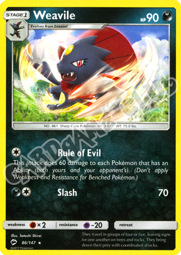 086 / 147 Weavile rara normale (EN) -NEAR MINT-
